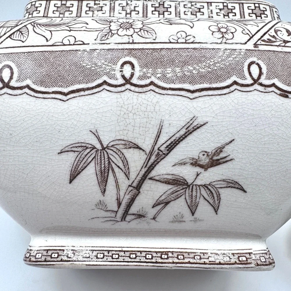 Antique Melbourne C & W Late Mayers Ironstone Tureen Brown Transferware
